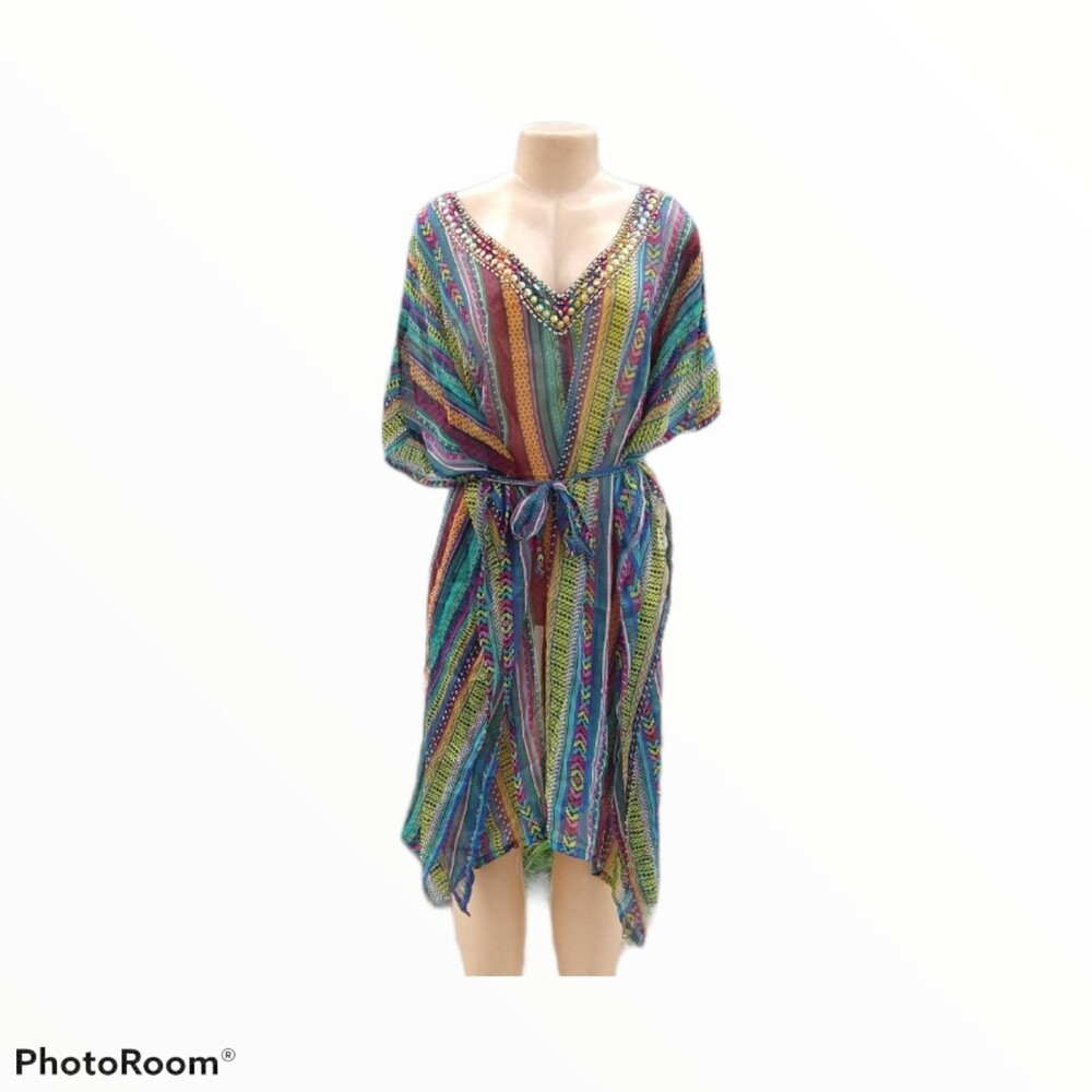 Green Swimsuit Cover Up With Bling M